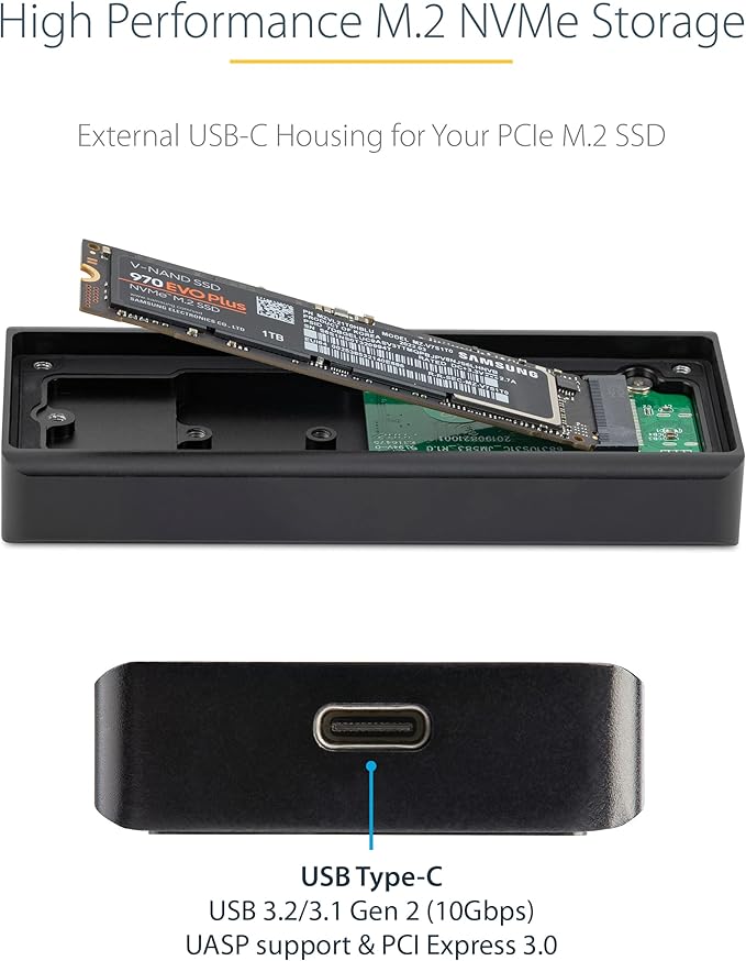 StarTech.com USB-C 10Gbps M.2 NVMe PCIe SSD Enclosure - Image 3