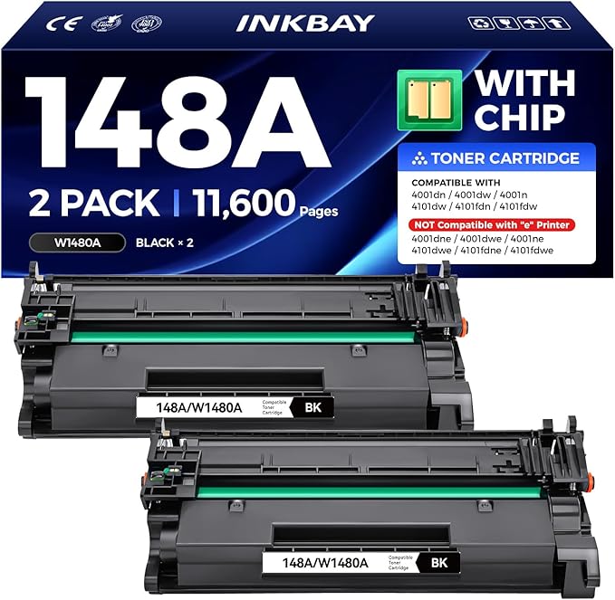 148A Toner Cartridge Black 2-Pack Compatible by INKBAY