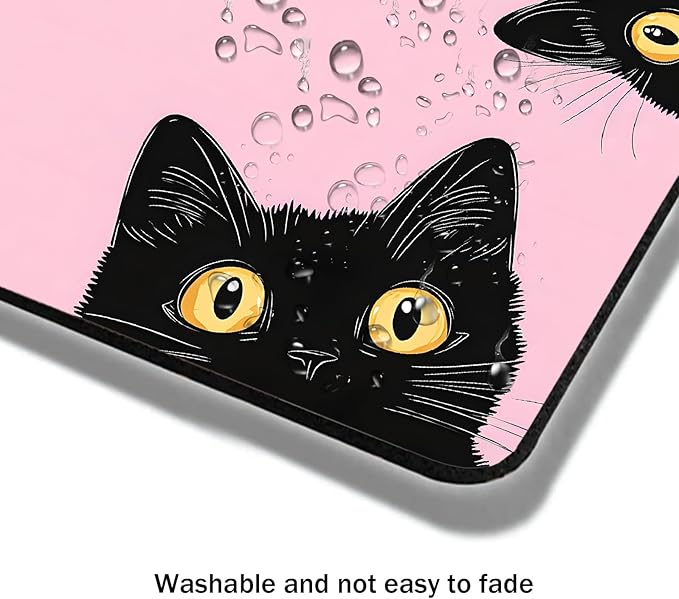 Mouse Pad, Cute Pink Black Cats Mouse Pads - Image 4