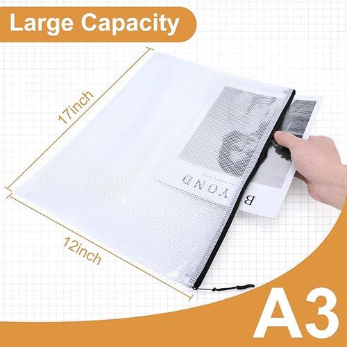 12pcs Mesh Zipper Pouch Puzzle Storage Bags A3 17x12 Inches Large File Bags - Image 2