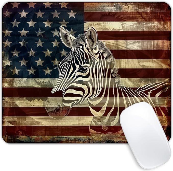 Square Mouse Pad Black and White Zebra and National Flag-1, Gaming Mouse Pads by Goodsprout