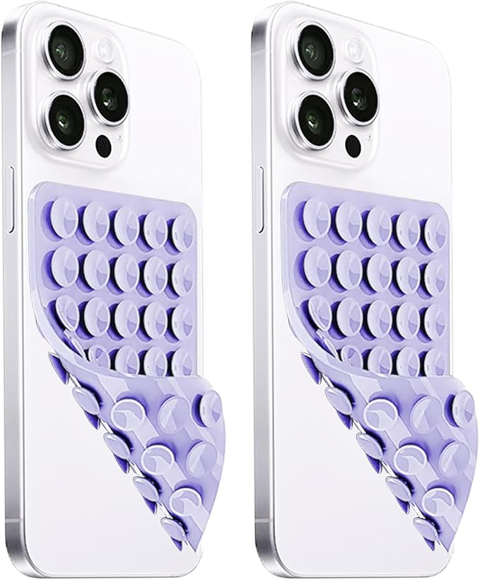 2 Pack Silicone Suction Cup Phone Case Mount Double Sided, Hands-Free Strong by LvShuLiangPin