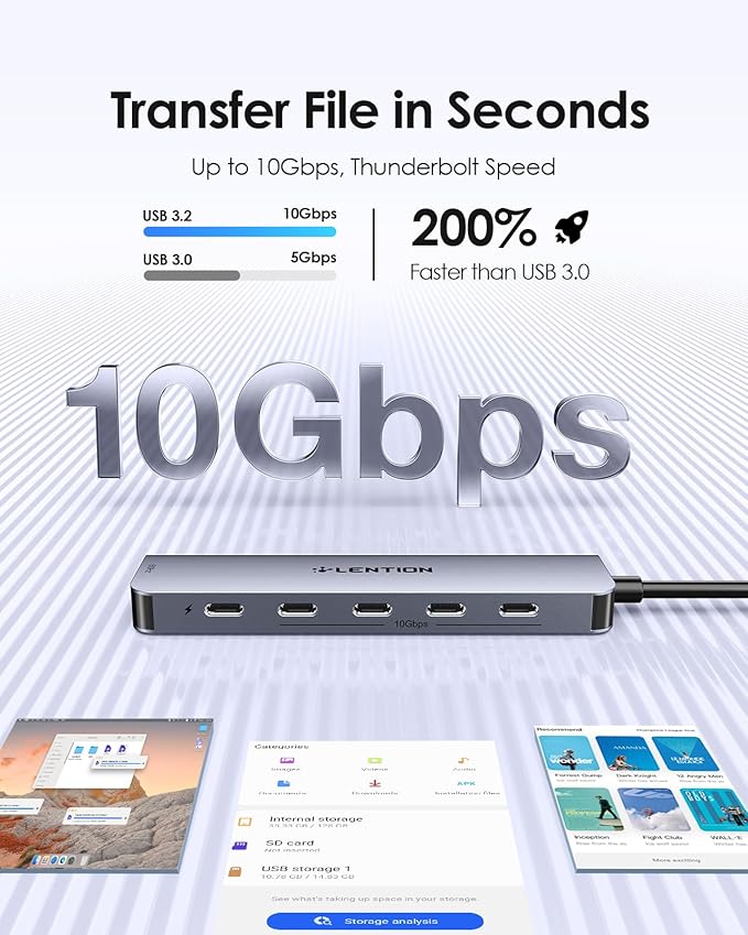 LENTION 6-in-1 USB C Hub Dock - Image 3