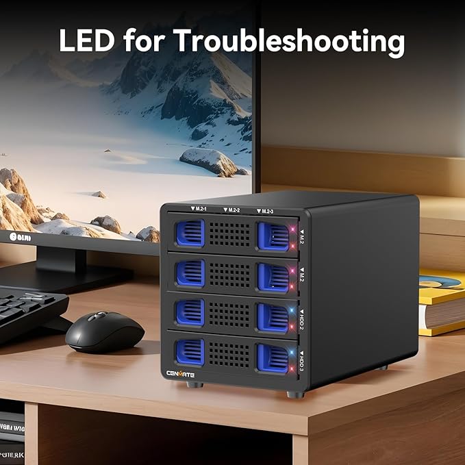 Hybrid 2*2.5/3.5" SATA HDD/SSD+6* M / B+M Key M.2 NVMe Enclosure - Image 7