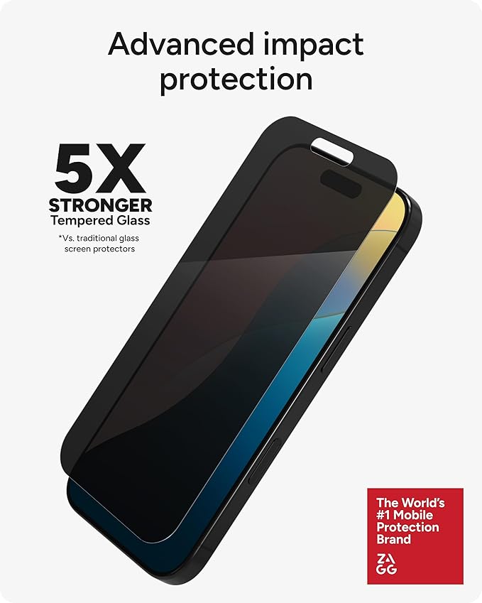 ZAGG InvisibleShield Glass Elite Privacy iPhone 15 Pro Screen Protector - Image 5