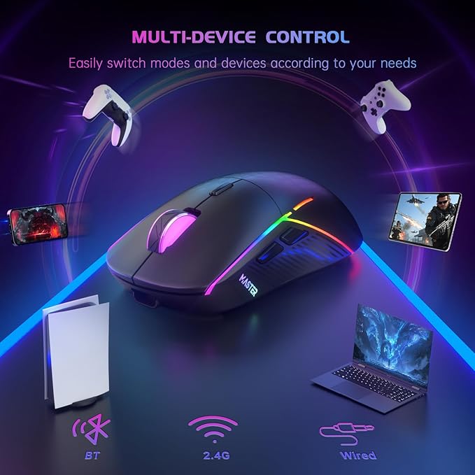 FFJ Wireless Gaming Mouse, 24000 DPI, Tri-Mode 2.4G/USB-C/Bluetooth 5.3 Gaming - Image 8