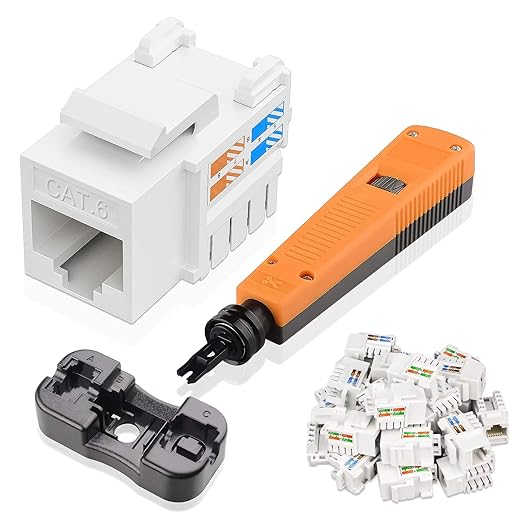 25-Pack 10Gbps Cat6 Keystone Jacks, RJ45 Keystone Jack, Ethernet Keystone Jack by ZoeRax
