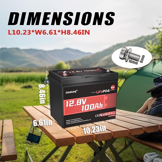 2 Pack 12V 100Ah Mini LiFePO4 Battery, Built-in 100A BMS, 1280Wh Deep Cycle - Image 6