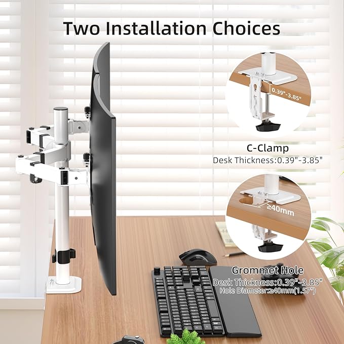 Suptek Dual Monitor Desk Mount, Adjustable Dual Monitor Arm - Image 4