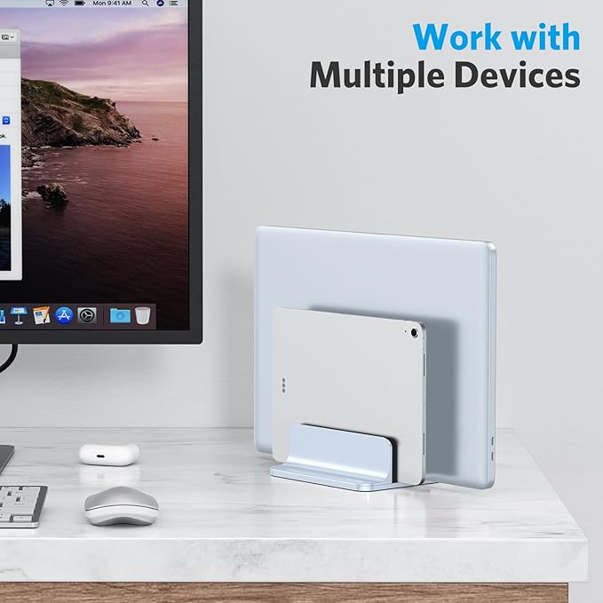 OMOTON [Updated Dock Version Vertical Laptop Stand, Double Desktop Stand Holder - Image 8