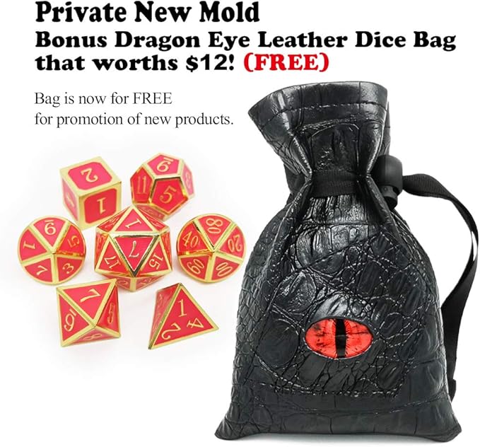 Haxtec Glow in The Dark Metal DND Dice Set Gold Pink D&D Dice Compatible - Image 7