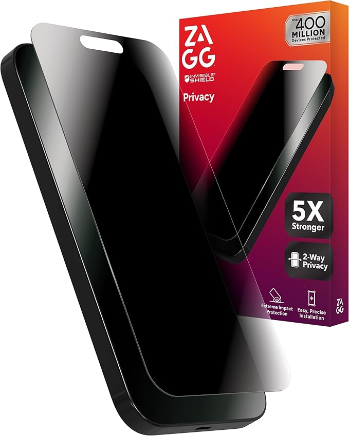 ZAGG InvisibleShield Glass Elite Privacy iPhone 15 Pro Screen Protector by ZAGG
