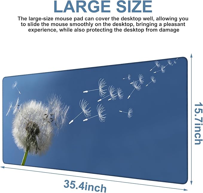 Flying Dandelion Seeds Gaming Mouse Pad 3mm Thick Stitched Edge Waterproof - Image 3