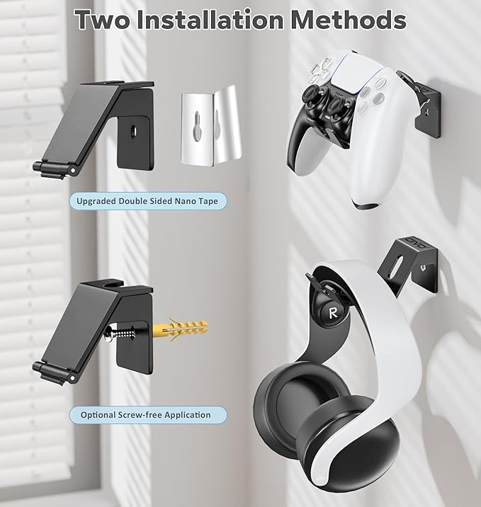 OIVO Controller & Headset Wall Mount Holder Stand, Foldable Headphone Stand - Image 4
