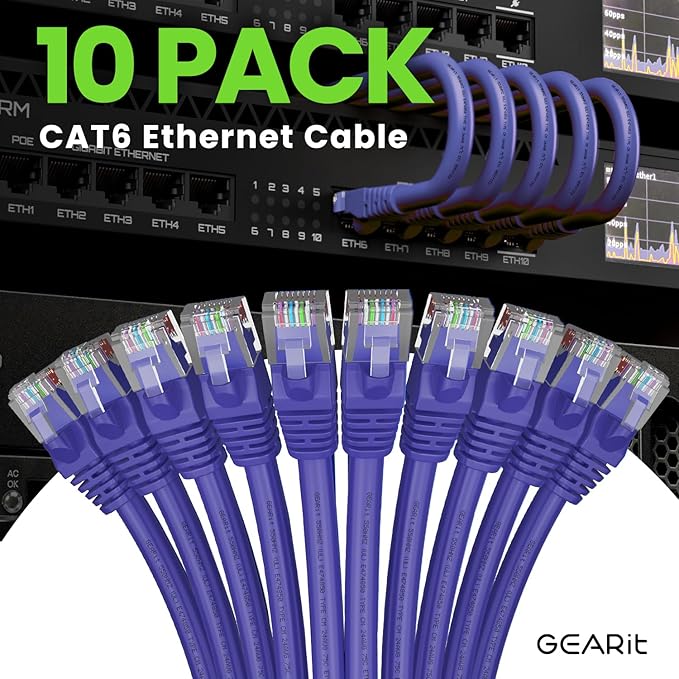 GearIT Cat 6 Ethernet Cable Cat6 Network Patch, Snagless Cord, Internet - Image 2