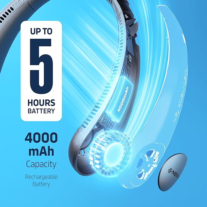 Portable Neck Fan -3 Speed Rechargeable Bladeless Neck Cooler, Personal Neck Fan - Image 4