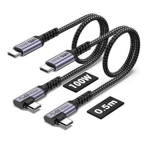 100W Short USB C Cable 3.1 Right Angle, 5A Fast Charging, 10GBbps High Speed by SUMPK