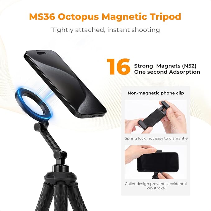 K&F Concept Flexible Tripod, Magnetic Flexible Phone Stand - Image 2