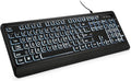 Large Print Backlit Keyboard, USB Wired Computer Keyboard, Full Size Keyboard by KOPJIPPOM