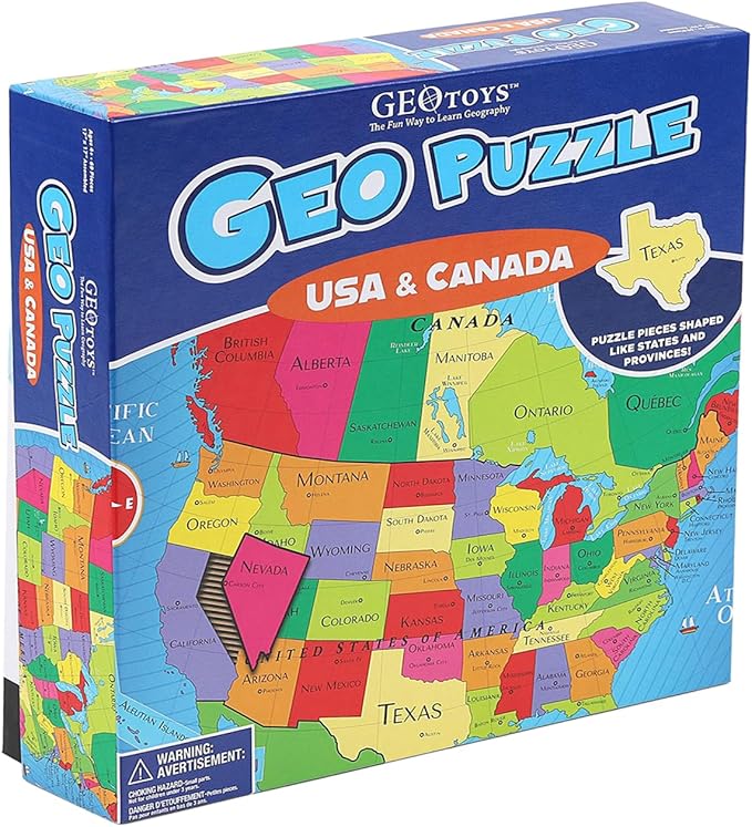 GeoToys GeoPuzzle, USA & Canada Shaped Jigsaw Puzzles, Geography Game, Map - Image 5