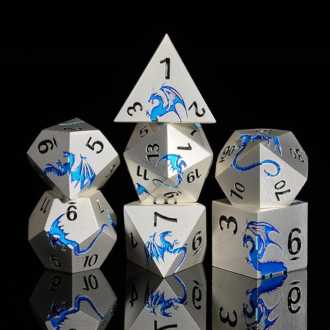 Metal DND Dice, HNCCESG Dragon Metallic D&D Dice Set 7 PCS by HNCCESG
