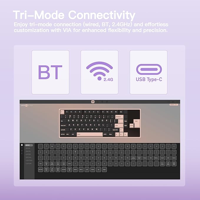 KEEBMONKEY WOBKEY Rainy 75 CNC Aluminum HMX/JWK/Cocoa Switches Triple-Mode - Image 5