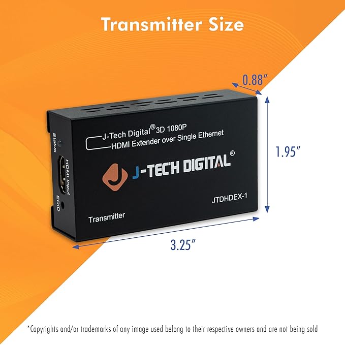 J-Tech Digital HDMI Extender 1080P 60Hz Over Single CAT 5e/6 Up to 200ft. | - Image 3