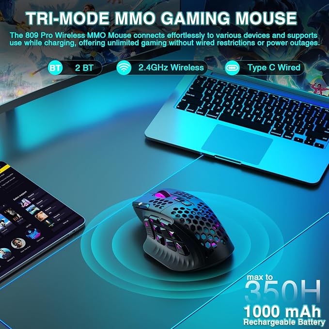 SM809 Pro Wireless MMO Gaming Mouse - Image 3
