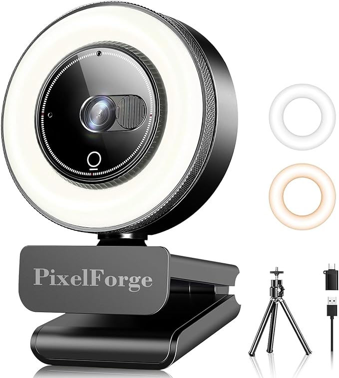 4K Webcam for PC with Microphone & Light & Privacy Cover, Web Camera for by Unknown
