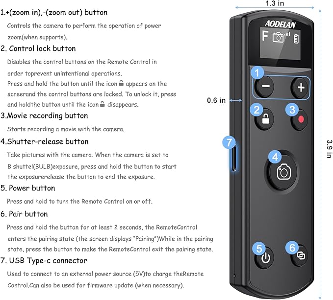 for Fuji Camera Rechargeable Shutter Release, AODELAN Wireless Remote Control - Image 7
