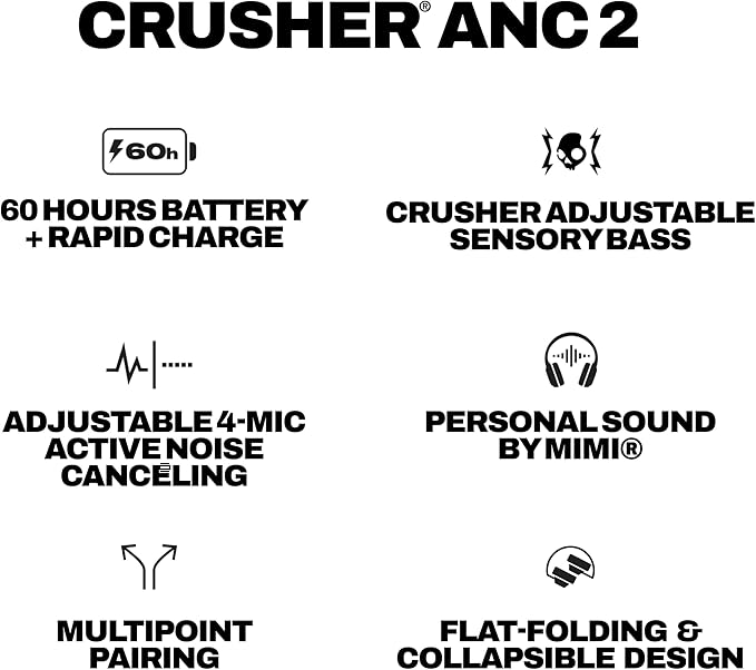 Skullcandy Crusher ANC 2 Wireless Over-Ear Bluetooth Headphones - Image 10