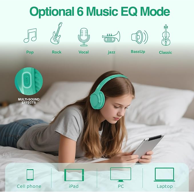 MIDOLA Bluetooth Headphones Over Ear 68H Playtime 6 EQ Wireless Headset - Image 4