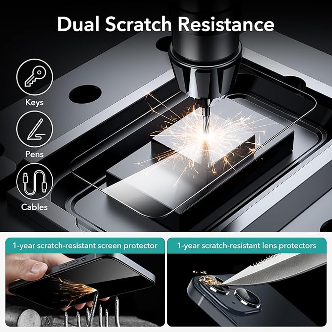 ESR 3+1 Pack for iPhone 15 Screen Protector, 3 Tempered-Glass Screen Protector - Image 6