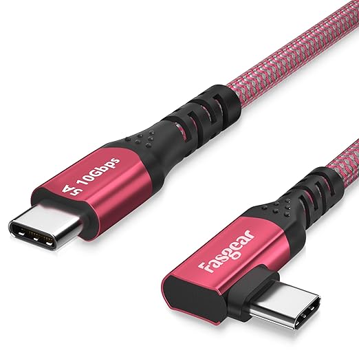 Fasgear USB C to USB C 3.1 Gen 2 Cable 6ft 90-Degree Type C 100W Cord 4K@60Hz by Fasgear