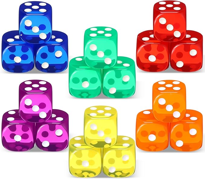 18 Pcs Casino Theme Party Dice Large Opaque Jumbo Acrylic D6 Dice by Seenelling