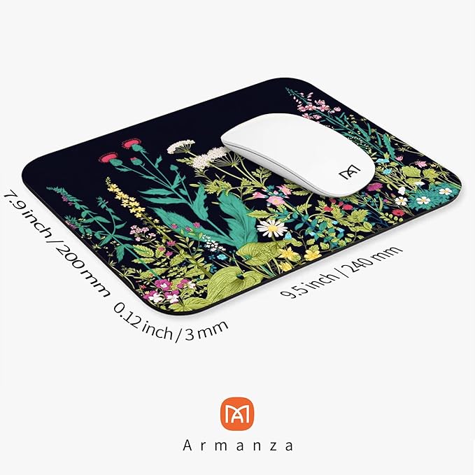 Square Mouse Pad Midnight Flowers, Personalized Premium-Textured Custom Mouse - Image 2