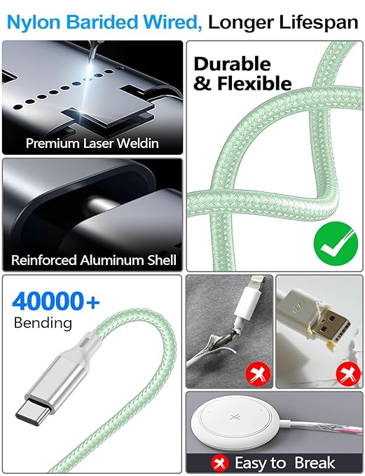 2 Pack Charging Cable for Apple Watch Charger/Samsung/iPhone Charger, - Image 5