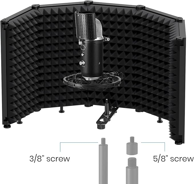 Moukey Microphone Insulation Sound Insulation Sound Shield Isolation, 5 Sides - Image 8