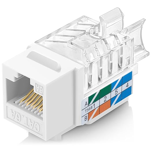 Everest 45° Angled RJ45 Cat6A Keystone Jacks 20-Pack in White by EverestMediaSolutions