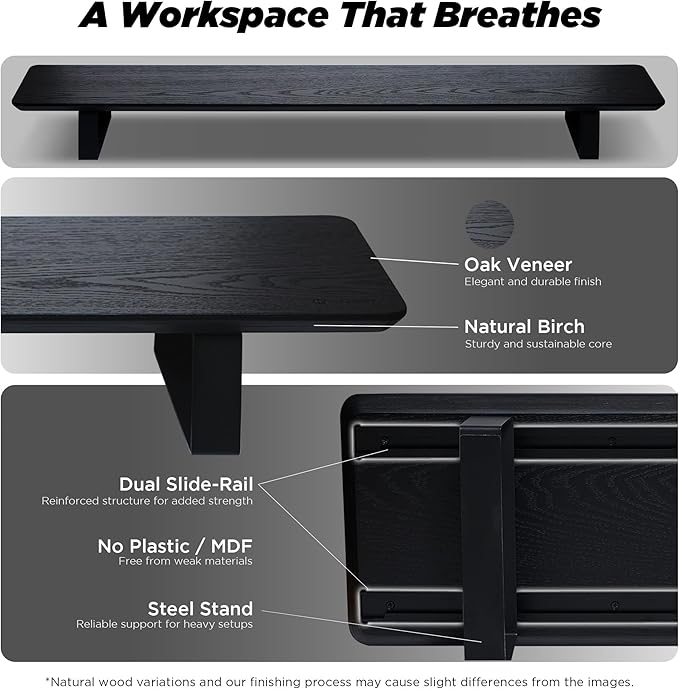 Moodular Wooden Monitor Stand 45.6” Large Desk Organizer - Image 3