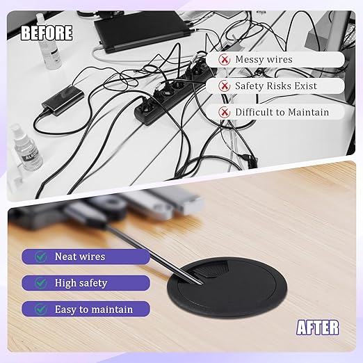 12 Desk Grommet, Desk Hole Cover, Large Capacity, Detachable and Adjustable - Image 6