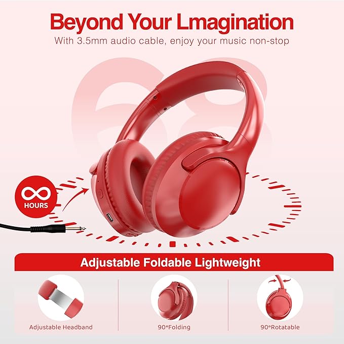 MIDOLA Bluetooth Headphones Over Ear 68H Playtime 6 EQ Wireless Headset - Image 6