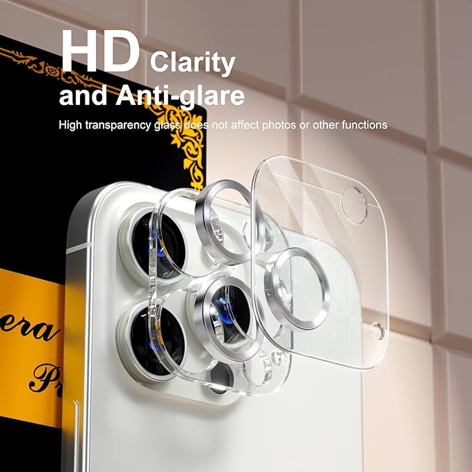beuxece for 6 Pack iPhone 16 Pro/iPhone 16 Pro Max Camera Lens Protector 9H - Image 7