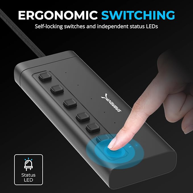 SABRENT 7-Port USB-C Hub with Power Switches, 5Gbps USB 3.2, 48W Powered Hub - Image 6