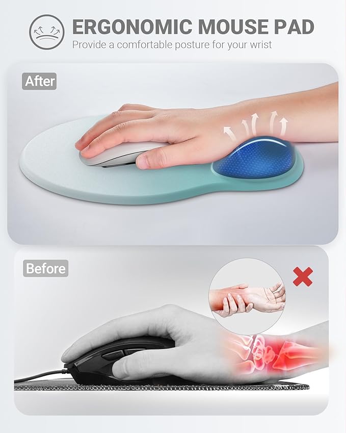 Ergonomic Mouse Pad Wrist Support Set, Memory Foam Keyboard Wrist Rest Set - Image 2