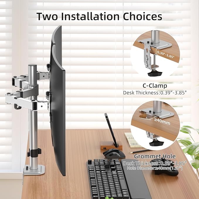 Suptek Dual Monitor Desk Mount, Adjustable Dual Monitor Arm - Image 4