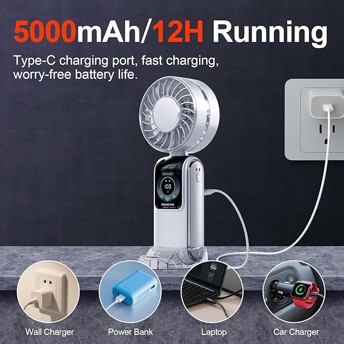 Blows Cold Air Portable Handheld Fan - Image 6