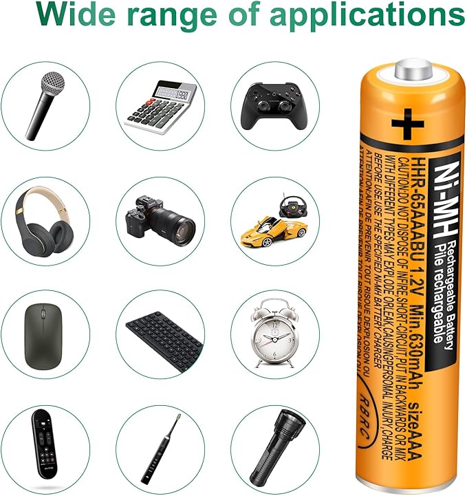 8 Pack HHR-65AAABU NI-MH Rechargeable Batteries 1.2V 630mAh AAA Battery - Image 7