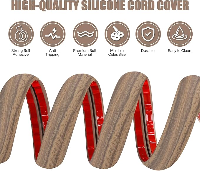 Floor Cord Cover Cavity 0.8"x0.37" Self Adhesive Cord Hider, 10FT Low Profile - Image 3