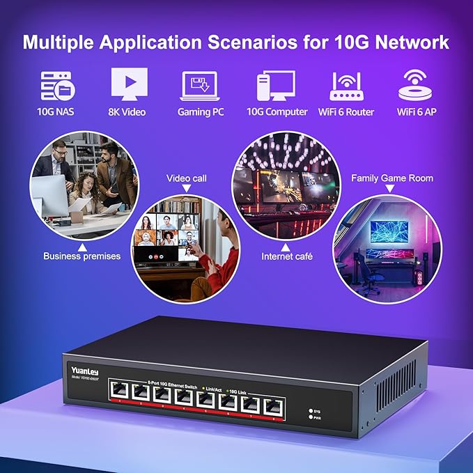 YuanLey 8-Port 10G Ethernet Switch, 8 x 10Gbps RJ45 Ports, Support - Image 7